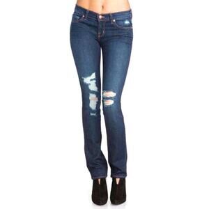 J Brand Style 912 Pencil Leg Low Rise Torn Dark Vintage Jeans Size 24 NWT $189